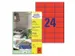 Gekleurd Etiket Avery Zweckform 70x37mm Rood 2400 stuks