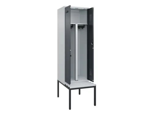 PBM-locker met bank,HxBxD 2120x600x815mm,2vak,vak B 300mm