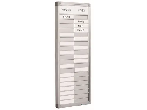 Aan- en afwezigheidsbord 24x75cm 30 namen EN Softline profiel 16mm
