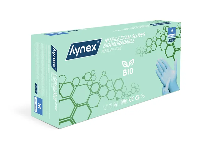 Handschoen Hynex nitril Bio M blauw 3.5gr 100 stuks