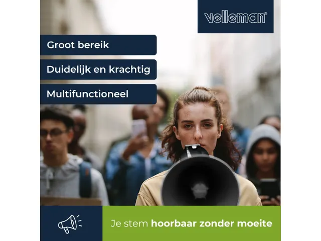 Krachtige Megafoon 50W met ingebouwde sirene Bluetooth