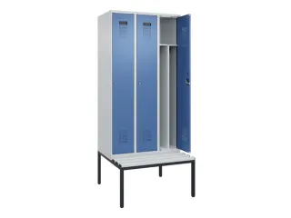 locker met bank,voor scheiding van kleding,HxBxD 2120x900x815mm,3vak - 1