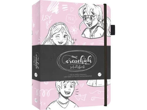 Schetsboek CreaChick Pink 108 pagina's Hardcover