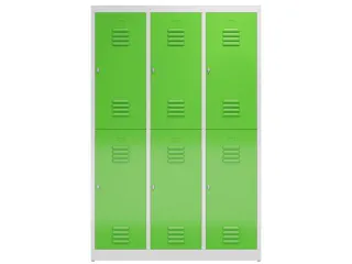 Dubbeldekse garderobekast 1800x1185x500mm 3x2vak 400mm RAL7035 RAL6018 - 2
