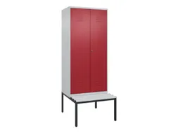 PBM-locker met bank,HxBxD 2120x800x815mm,2vak,vak B 400mm,cil.-slot