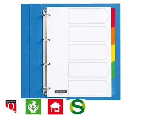 Tabbladen Quantore 4-gaats karton 5-delig wit gekleurde tabs