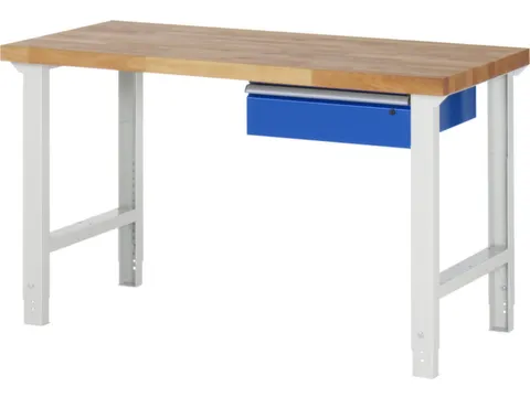 établi HxlxP 790-1140x1500x700mm plateau hêtre force 750kg 4 pieds