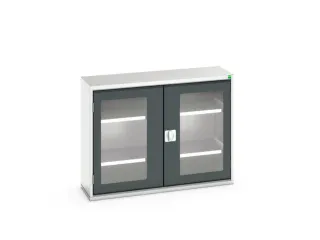 vitrinekast 800x1050x350mm 2xStalen bodem romp RAL7035 front RAL7016 - 1