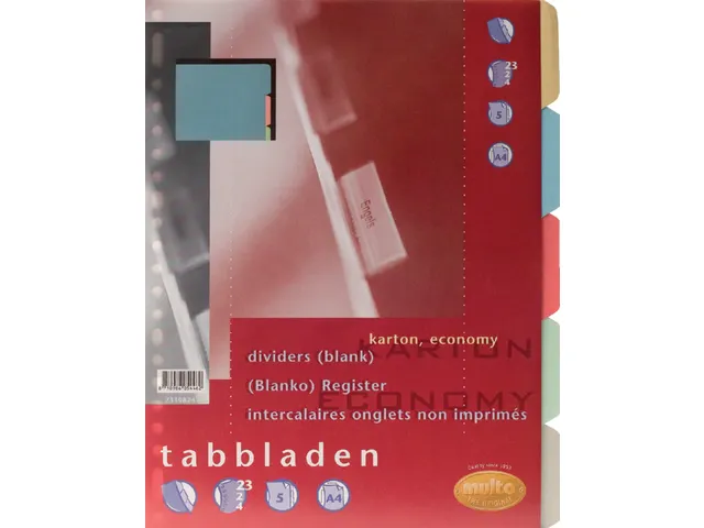 Tabbladen Multo economy A4 23-gaats 5-delig assorti
