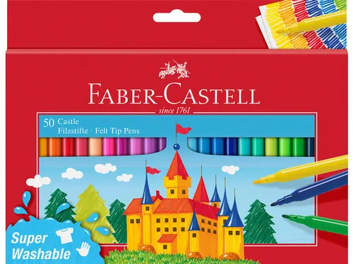 Viltstift Faber-Castell 50 stuks assorti + gratis A3 Kangaro schetsboe