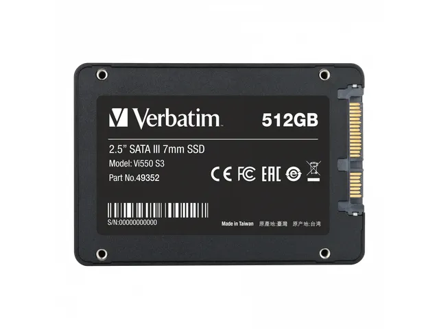 Verbatim 512 GB SSD harde schijf (2.5 inch) SATA 6 Gb/s