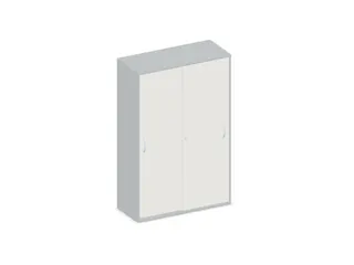 Schuifdeurkast 1540x1000x430mm Romp Lichtgrijs Decor Front Wit - 1