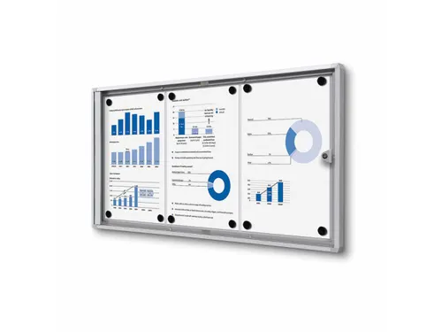 Vitrinekast Mededelingenbord Indoor Economy 3xA4 Zilver