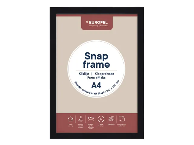 Kliklijst Europel A4 25mm mat zwart