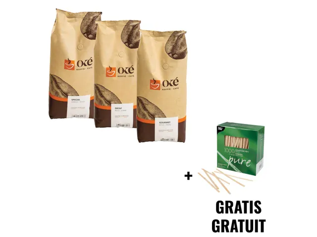 ACTIE OKE KOFFIE: 1x Special, 1x Deca, 1x Gourmet + gratis roerstaafje