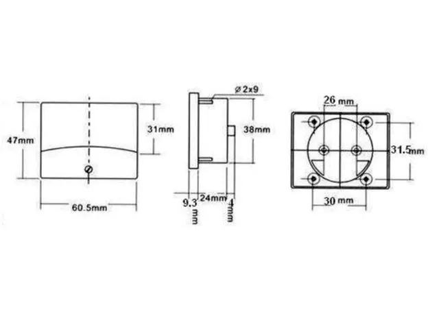 Analoge Paneelmetervoor DC Spanningsmetingen 30V DC / 60x47mm