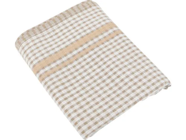 Keukendoek Theedoek Gewafeld 50x70cm geruit beige 3 stuks