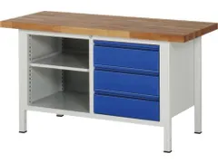 werkbank,RAL 7035/RAL 5010,HxBxD 840-1040x1500x700mm,beukblad