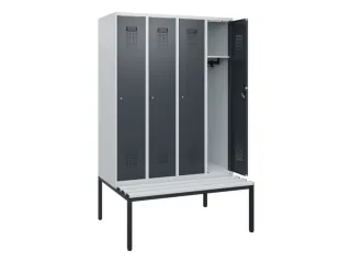locker met bank,HxBxD 1950x1200x815mm,4vak,vak B 300mm,cilinderslot - 1
