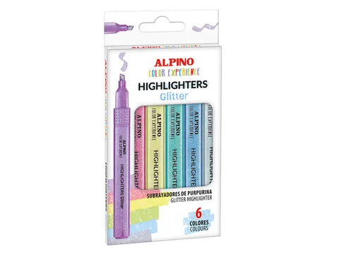 Color Experience glitter markeerstiften set van 6 stuks