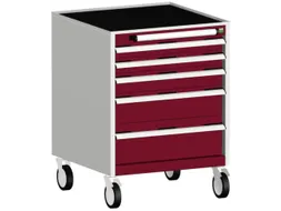 ladekast verrijdbaar 880x650x525mm 5laden romp RAL7035 front RAL3004