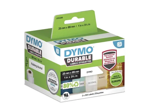 Etiket Dymo LabelWriter industrieel 25x89mm 2 rollen á 350 stuks wit