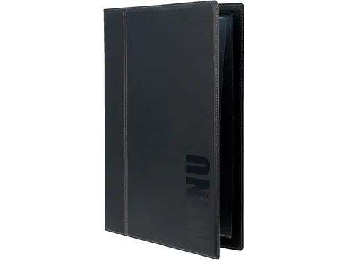 Menukaart Securit Trendy A4 2 tassen zwart lederlook