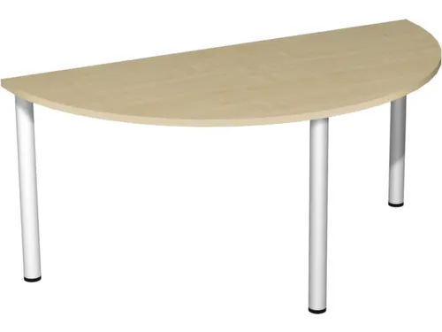 Tafel Ronde Buis Blad Halfrond Hxbxd 72x160x80cm Esdoorn 4voeten Alu