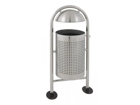 Ronde buitenafvalbak met regendak 27 Liter RVS