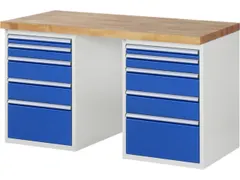 werkbank,HxBxD 890x1500x700mm,beukblad,draagverm. 750kg,2containers