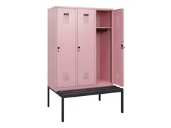 locker met bank,HxBxD 1950x1200x815mm,3vak,vak B 400mm,draaigrendel