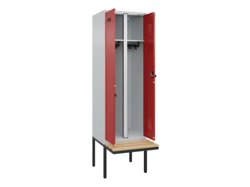 locker met bank,voor scheiding van kleding,HxBxD 2120x600x815mm,2vak