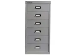 kantoor-ladekast HxBxD 590x278x380mm 6 laden romp zilverkleurig staal