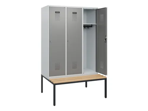 locker met bank,HxBxD 1950x1200x815mm,3vak,vak B 400mm,cilinderslot