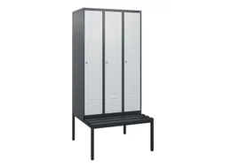 locker met bank,HxBxD 1950x900x815mm,3vak,vak B 300mm,cil.-slot
