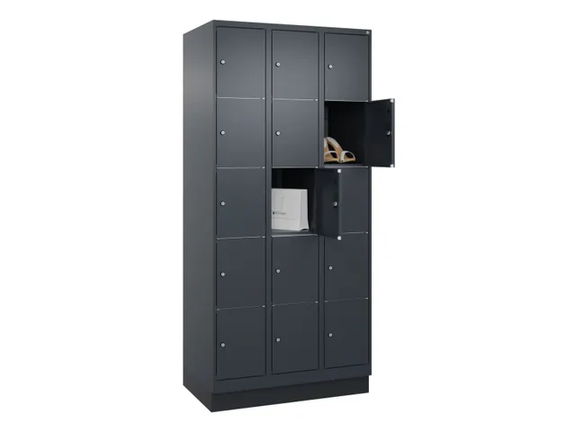 lockerkast,HxBxD 1950x900x500mm,3x5vakken,vak B 300mm,cil.-slot,sokkel