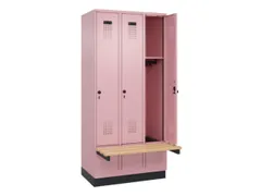 locker met bank,HxBxD 1950x900x815mm,3vak,vak B 300mm,draaigrendel
