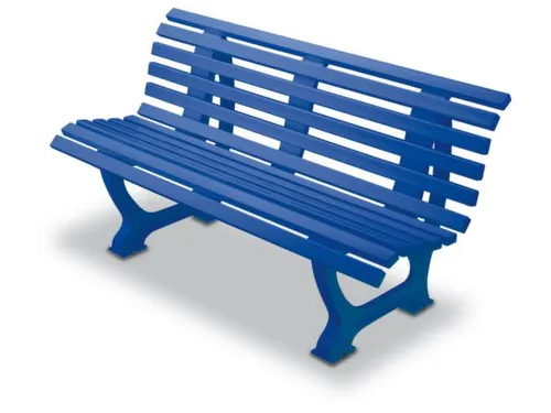 Kunststofbank 800x1500x450mm Zit H 450mm 13 Latten 2 Pootstellen Blauw