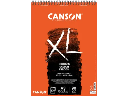 Schetspapier Canson XL Sketch 120vel 90gr A3 ivoorwit