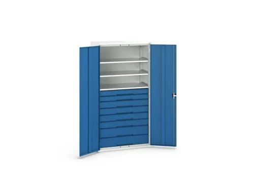 universele kast,HxBxD 2000x1050x550mm,3xStalen bodem,8lade(n)