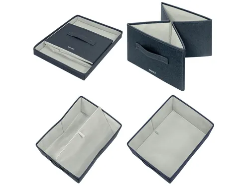 Leitz Stoffen opbergdoos met deksel Grijs 38x28,5x20cm 2 stuks