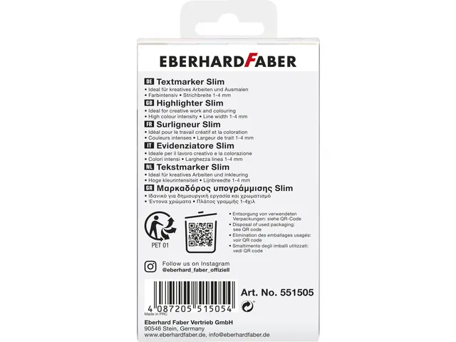 Markeerstift Eberhard Faber natural 6st. vierkant in etui
