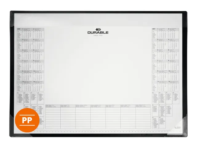 Schrijfonderlegger 600x430mm kalender PP zwart
