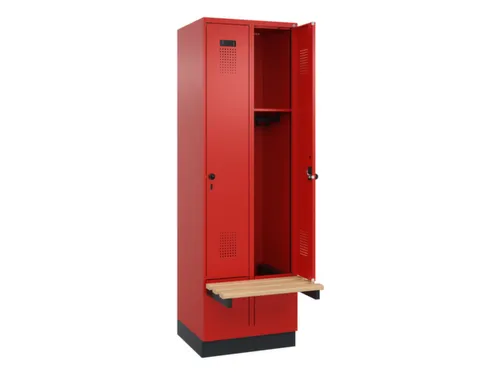 locker met bank,HxBxD 1950x600x815mm,2vak,vak B 300mm,draaigrendel