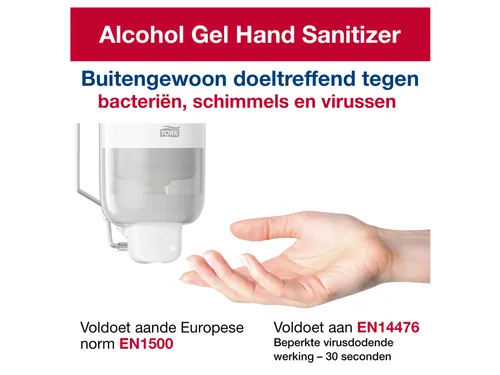 Alcohol gel Tork S1 voor handdesinfectie ongeparfumeerd 1000ml 420103