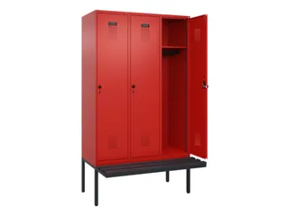 locker met bank,HxBxD 2120x1200x815mm,3vak,vak B 400mm,draaigrendel - 1