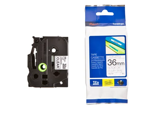 Labeltape Brother P-touch TZe-161 standaard 36mm zwart op transparant