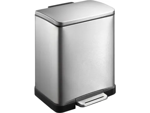 Afvalbak pedaalemmer RVS mat rechthoekig 9 Liter + 10 Liter