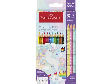 Crayon de couleur Faber-Castell Grip Unicorn 10 colour grip + 3 sparkl