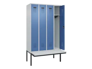 locker met bank,HxBxD 2120x1200x815mm,4vak,vak B 300mm,cilinderslot - 1